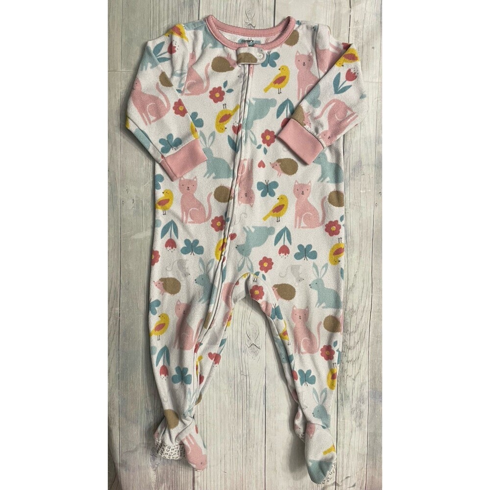 Carter’s Cat Little Girl Toddler Fleece Footed Pajamas Sleeper, Size 18 months